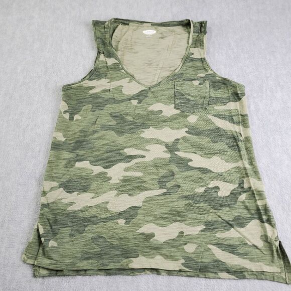Old Navy Tank Top Womens Small Green Camo Everywear Sleeveless Shirt - Picture 1 of 6